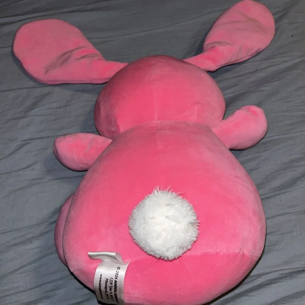Animal Adventure Plush Pink Bunny Soft Squishy Pudgy Lovey Stitched Eyes New 12